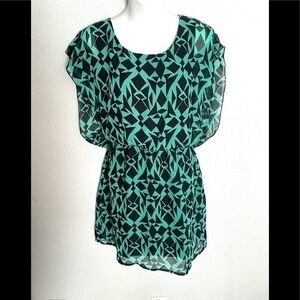 L8TER black & green print dress Large